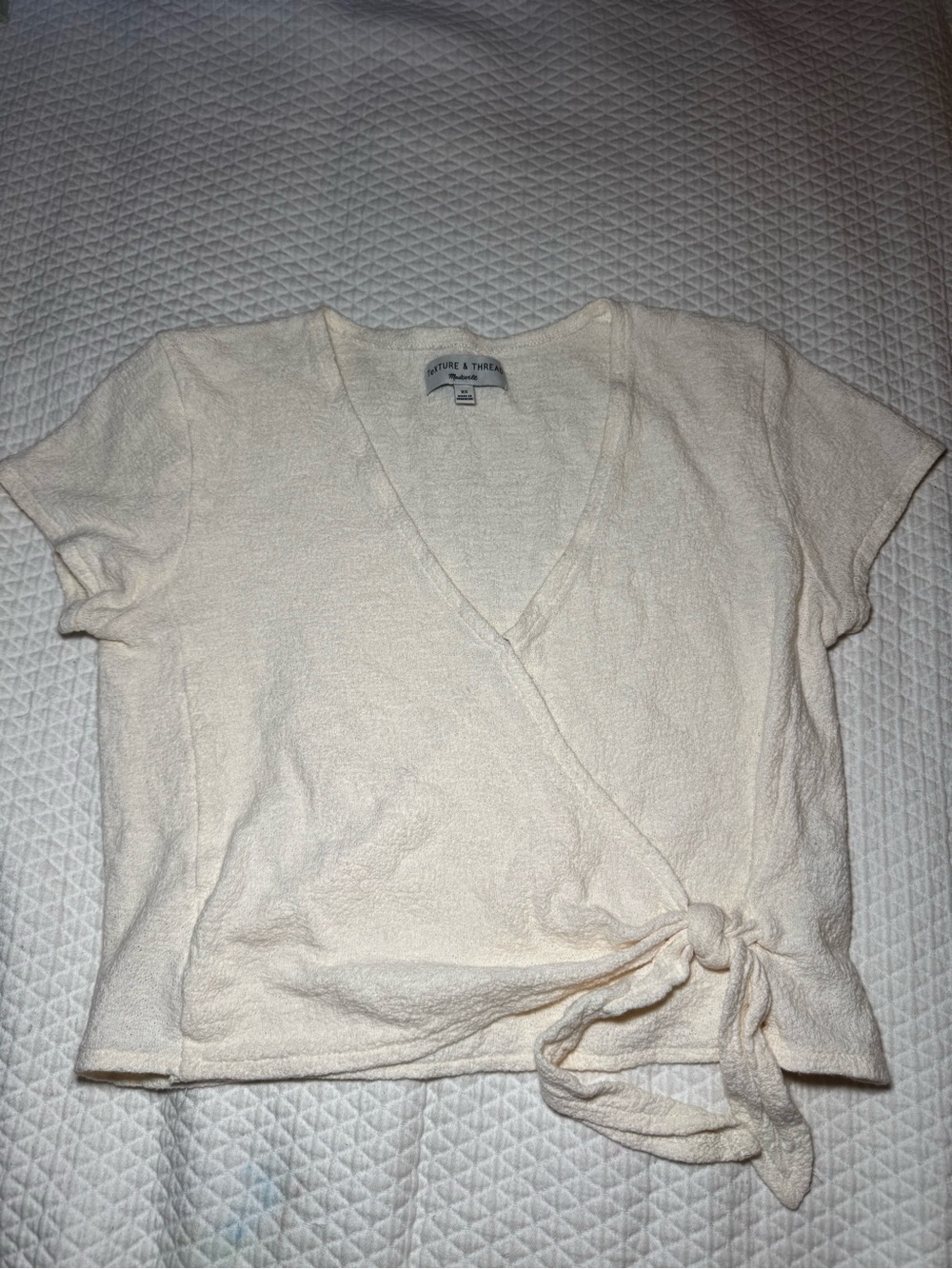 Madewell Texture & Thread Cream Wrap Tie Top Women’s XS 100% Cotton